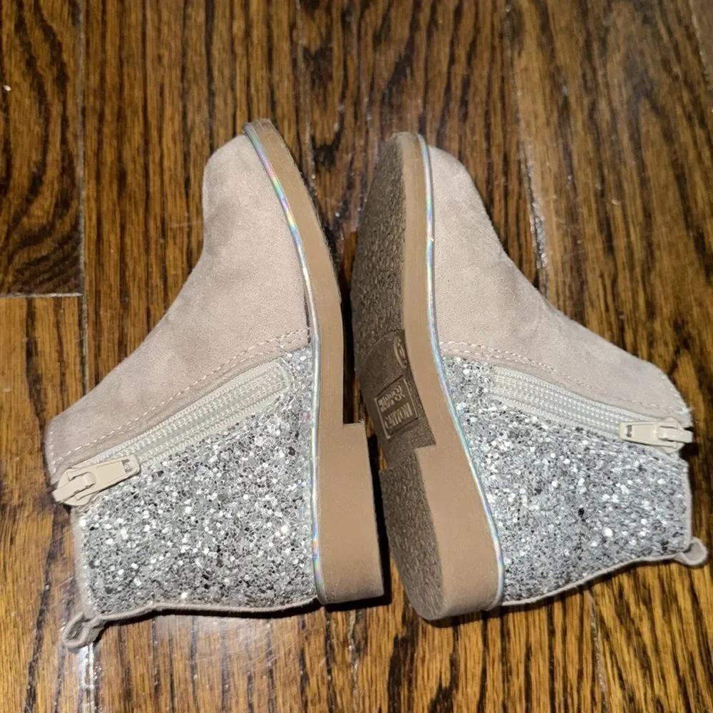 Sparkly Tan Kids Ankle Boots 6